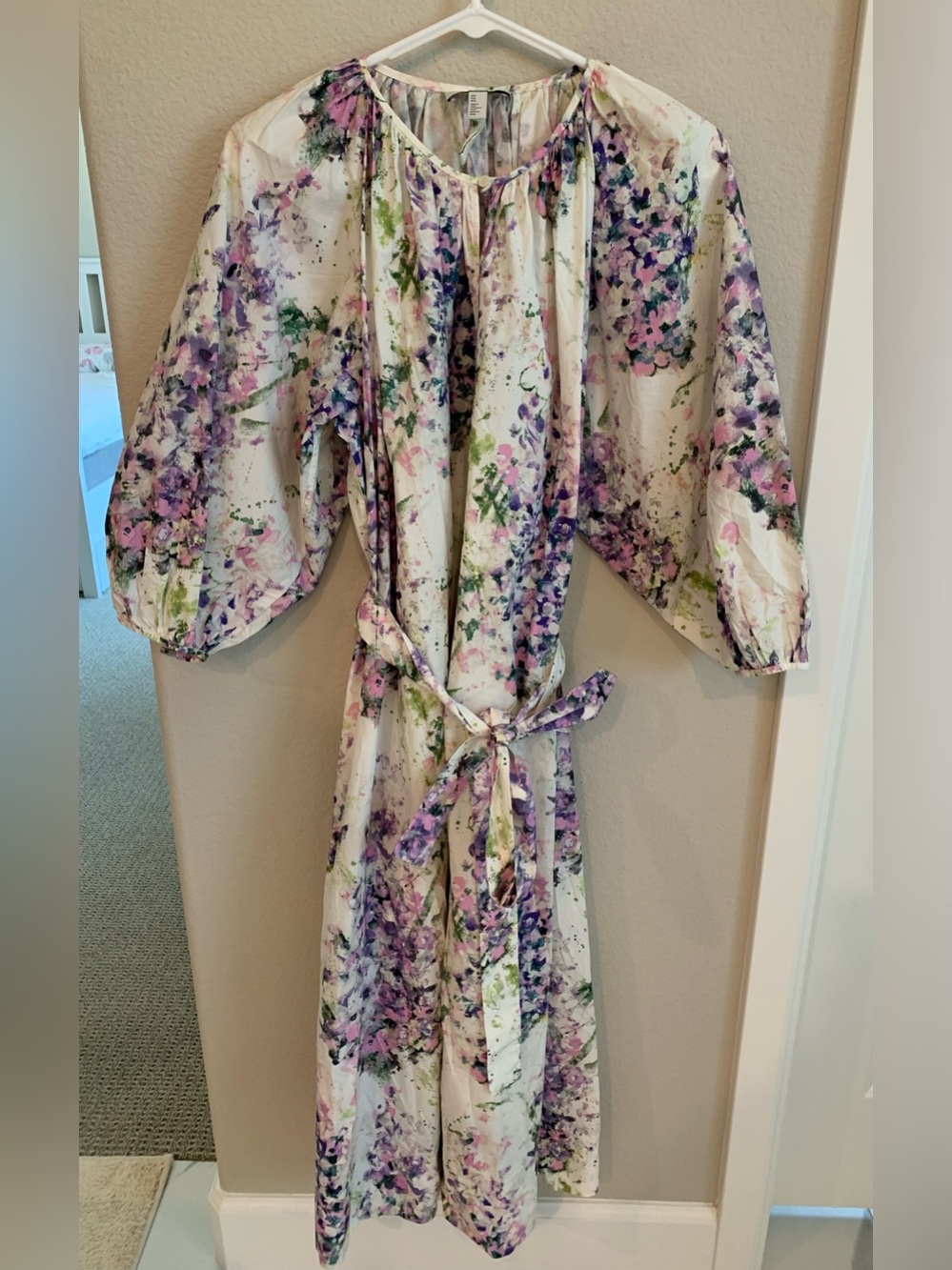 NWOT COS Women's floral print maxi dress with tie waist Japanese Style Size 8